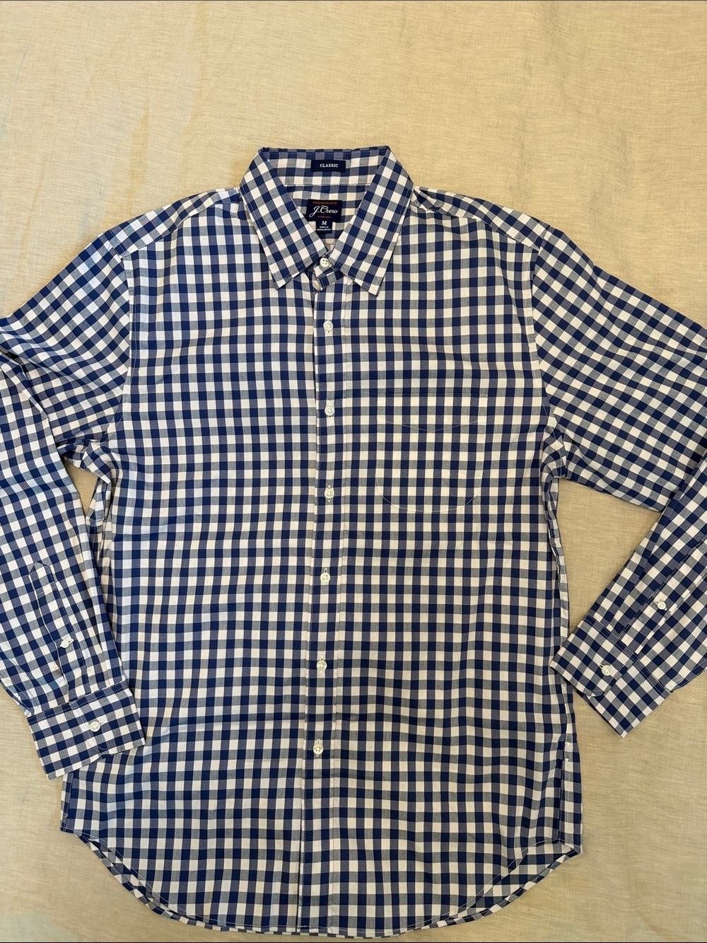 J. Crew Navy and White Gingham Button-Down Shirt New with Tags Removed